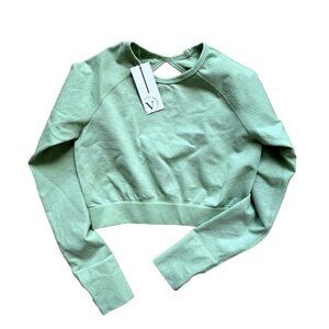 Vitae Apparel Recharge LS Crop Top Lime Green Women's Size: M
